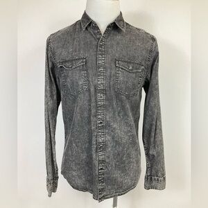 ONLY & SONS Men's Medium Soft Faded Black Denim 100% Cotton Shirt Slim Fit